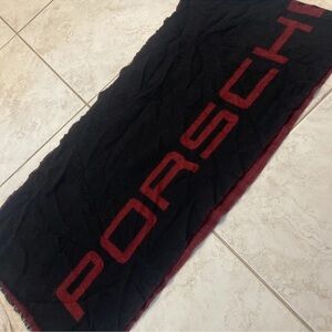 Porche Design Black Burgundy Pure wool Unisex Neck Warmer Scarf  88” X 20”